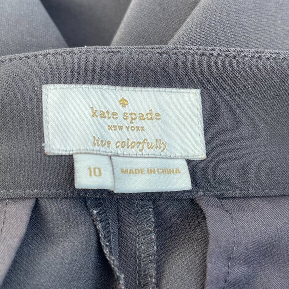 Kate Spade New York Black Flat Front Side Zip Pant Women's 10 - Picture 2 of 8